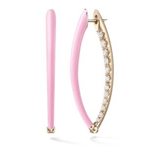 NWT MARLYN SCHIFF Earrings Pave Drop Hoop Rhinestone Enamel